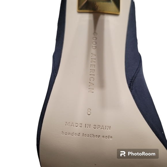 Good American Sleek Black Neoprene Pointed Toe Mid Calf Heel Boots Size 8 New - Picture 4 of 7